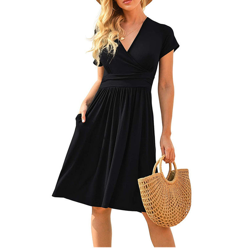 Aria | Floral Wrap Dress - Ruffle Short Sleeve V-Neck Summer Dress for Women
