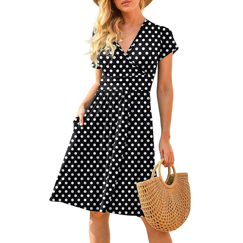 Aria | Floral Wrap Dress - Ruffle Short Sleeve V-Neck Summer Dress for Women