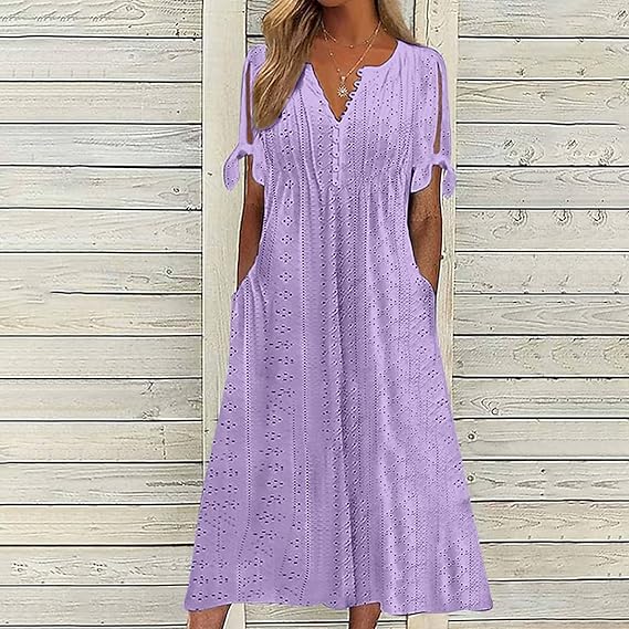 Freya | Boho Floral Tunic Dress - Short Sleeve A-Line Summer Swing Dress with Pockets