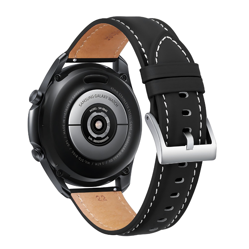 Black Retro Leather Band for Samsung Watch in 20mm/22mm
